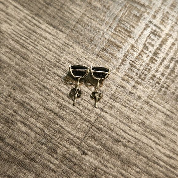 Black Cz Earrings 925 Sterling Silver 6MM Stud Earrings for Women - Picture 10 of 10